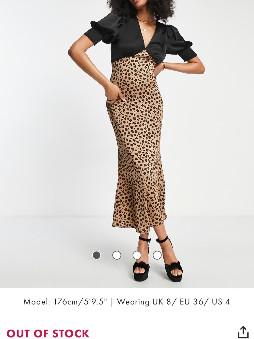 Never Fully Dressed Leopard-Print Satin Midi Skirt in Tan and Black